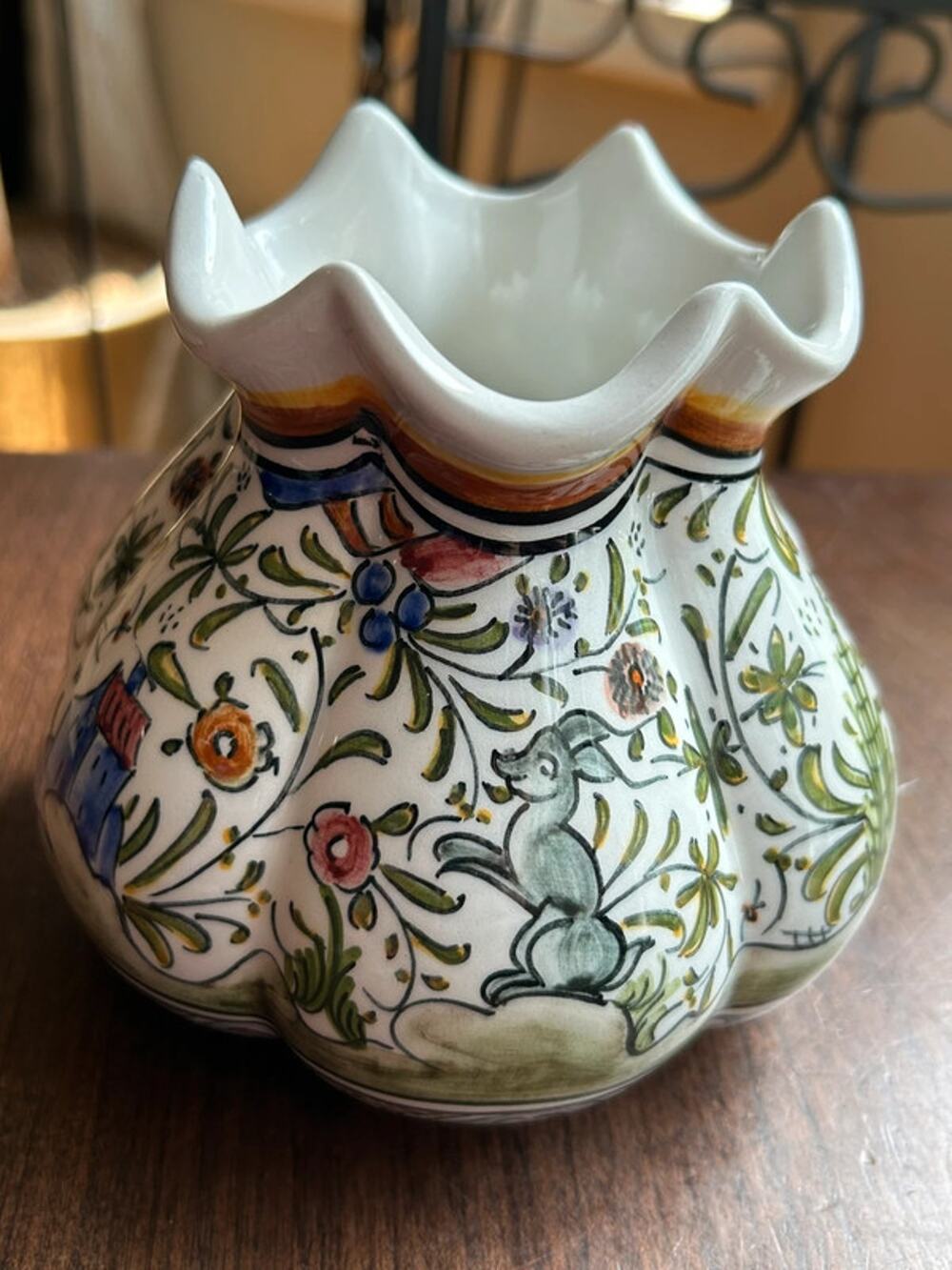 Coimbra Portugal hand-painted ceramic vase